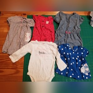 5/$20 𝅺Carter’s Baby Girl Romper/Onesie/Jumper/Shirt 5 Pack Bundle 9 Months